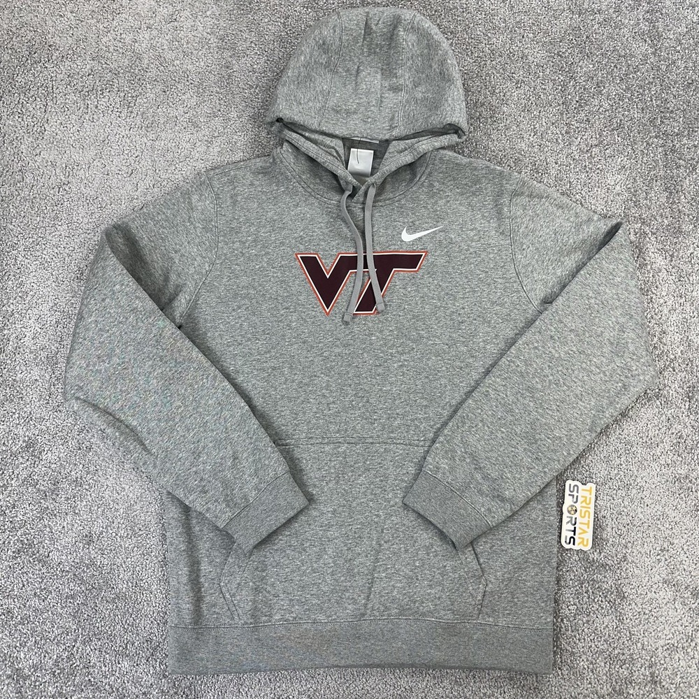 Virginia Tech Hokies Hoodie Mens Medium Gray NCAA Football Nike Fleece VT